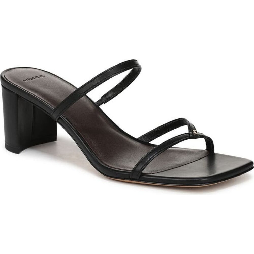 VINCE Ona black leather Slide Sandals size 7 NEW - Picture 1 of 9